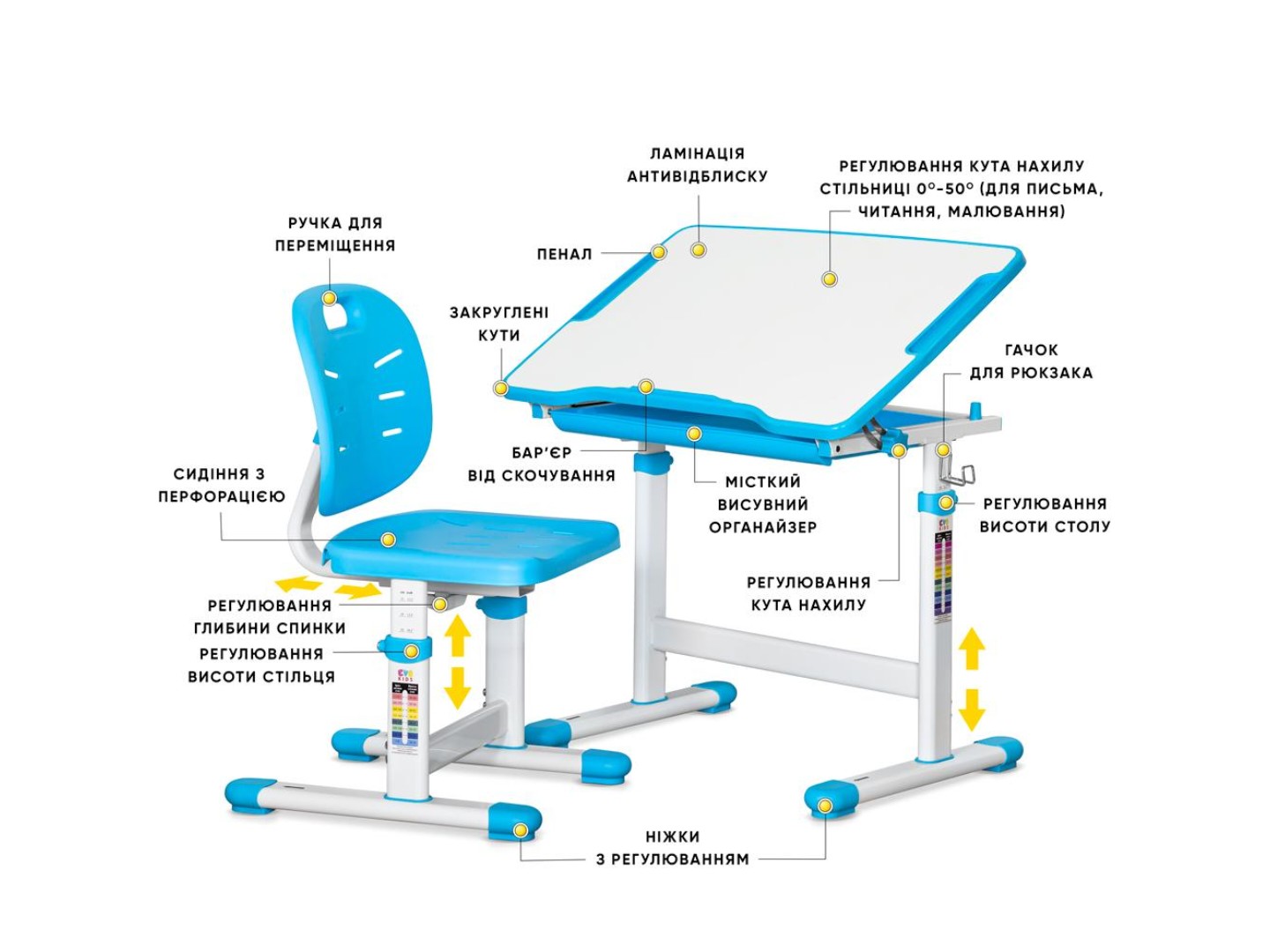 Комплект меблів шкільний Evo-kids Evo-05 Ergo BL — фото 4
